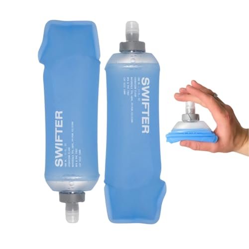 SWIFTER 2x Soft Flask 500ml | Collapsible Running Water Bottle | Handheld or in Vest | Leakproof | Trail Hydration Flask | Soft Water Bottle for Marathon, Hiking